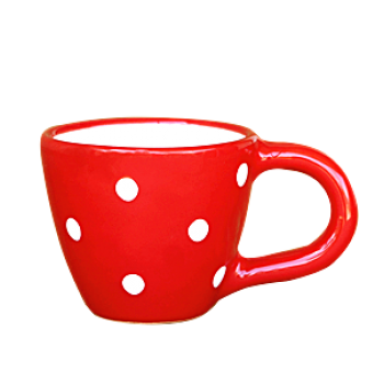 Kávés csésze piros-fehér pöttyös
